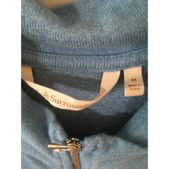 Soft Surroundings Medium Heather Blue Full Zipper Long Sleeve Dress With Pockets - Picture 3 of 5